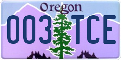 OR license plate 003TCE