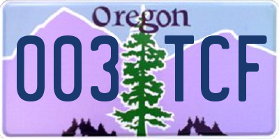 OR license plate 003TCF