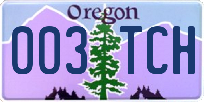 OR license plate 003TCH