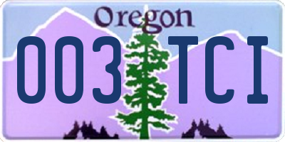 OR license plate 003TCI