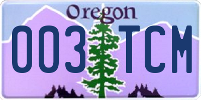 OR license plate 003TCM