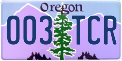 OR license plate 003TCR