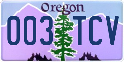 OR license plate 003TCV