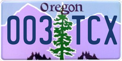 OR license plate 003TCX