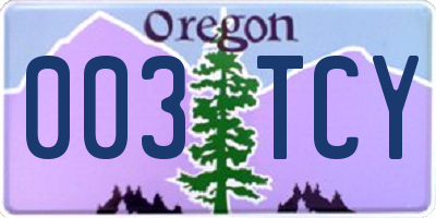 OR license plate 003TCY