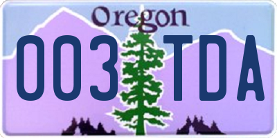 OR license plate 003TDA