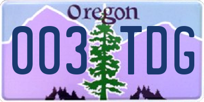 OR license plate 003TDG