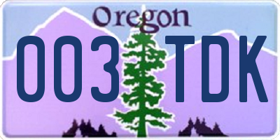 OR license plate 003TDK
