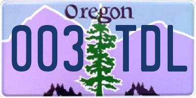 OR license plate 003TDL