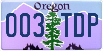 OR license plate 003TDP