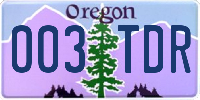 OR license plate 003TDR