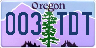 OR license plate 003TDT