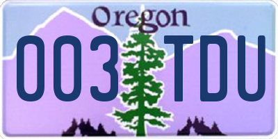 OR license plate 003TDU