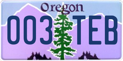 OR license plate 003TEB