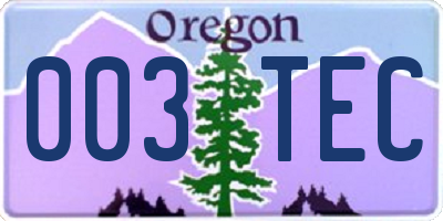 OR license plate 003TEC