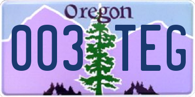 OR license plate 003TEG