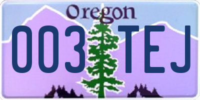 OR license plate 003TEJ