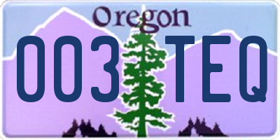 OR license plate 003TEQ