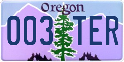 OR license plate 003TER