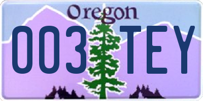 OR license plate 003TEY