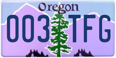 OR license plate 003TFG
