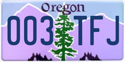 OR license plate 003TFJ