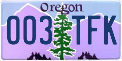 OR license plate 003TFK