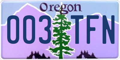 OR license plate 003TFN