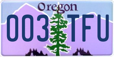 OR license plate 003TFU