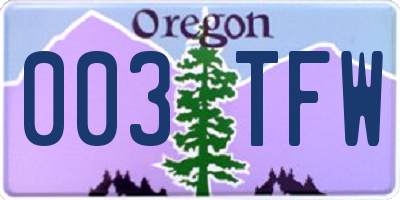 OR license plate 003TFW