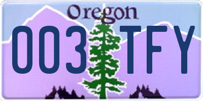 OR license plate 003TFY