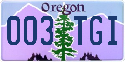 OR license plate 003TGI