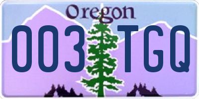OR license plate 003TGQ