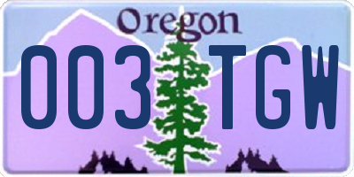OR license plate 003TGW