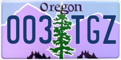 OR license plate 003TGZ