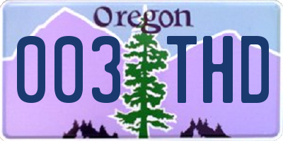 OR license plate 003THD