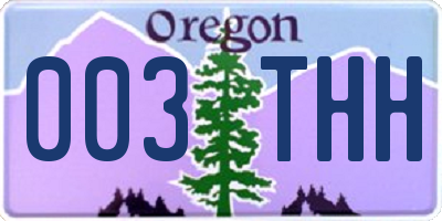 OR license plate 003THH