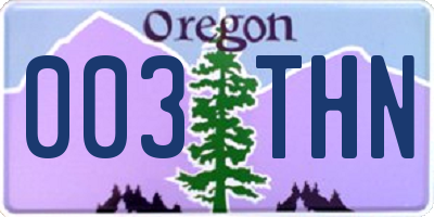 OR license plate 003THN