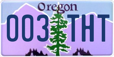 OR license plate 003THT