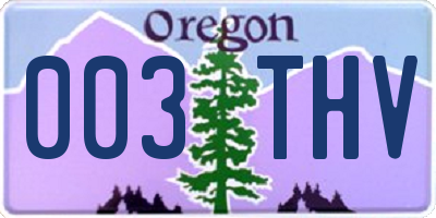 OR license plate 003THV