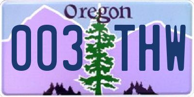OR license plate 003THW