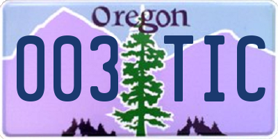 OR license plate 003TIC