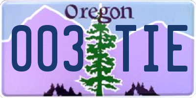 OR license plate 003TIE