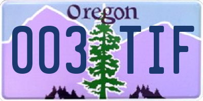 OR license plate 003TIF
