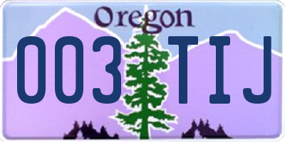 OR license plate 003TIJ