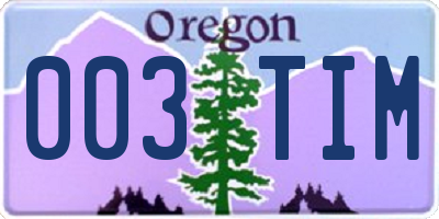 OR license plate 003TIM