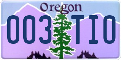 OR license plate 003TIO