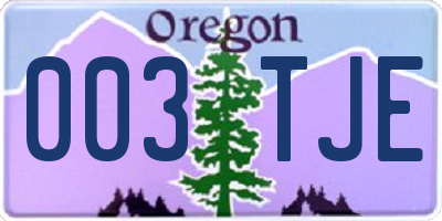OR license plate 003TJE