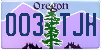 OR license plate 003TJH