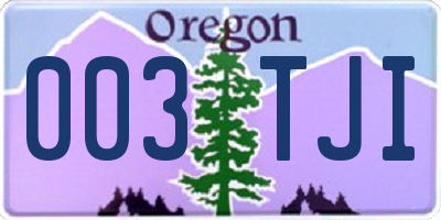 OR license plate 003TJI
